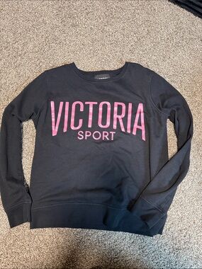 Victoria's Secret Black Sweatshirt with Pink Victoria Sport Logo